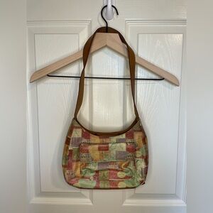 Fossil Travel Stamp Shoulder Bag w/Attached Wallet Compartment